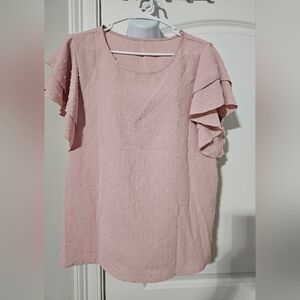 Pink Ruffle Sleeve Shirt Size XL